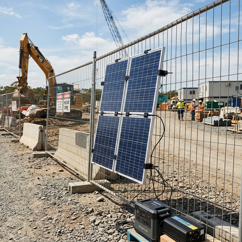 Mobile solar panel on construction site