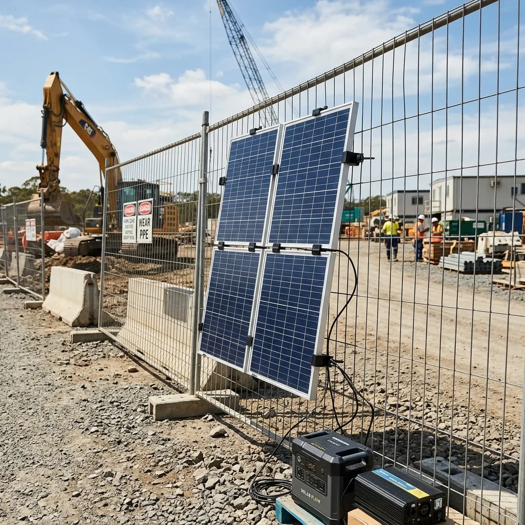 Mobile solar panel on construction site